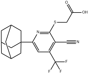 2-{[6-(1-adamantyl)-3-cyano-4-(trifluoromethyl)-2-pyridinyl]sulfanyl}acetic acid Structure