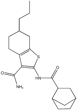 2-[(bicyclo[2.2.1]hept-2-ylcarbonyl)amino]-6-propyl-4,5,6,7-tetrahydro-1-benzothiophene-3-carboxamide 구조식 이미지