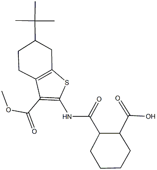 2-({[6-tert-butyl-3-(methoxycarbonyl)-4,5,6,7-tetrahydro-1-benzothien-2-yl]amino}carbonyl)cyclohexanecarboxylic acid Structure