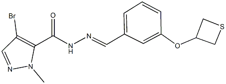 4-bromo-1-methyl-N'-[3-(3-thietanyloxy)benzylidene]-1H-pyrazole-5-carbohydrazide 구조식 이미지