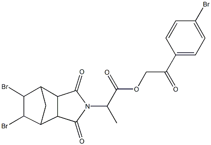 2-(4-bromophenyl)-2-oxoethyl 2-(8,9-dibromo-3,5-dioxo-4-azatricyclo[5.2.1.0~2,6~]dec-4-yl)propanoate Structure