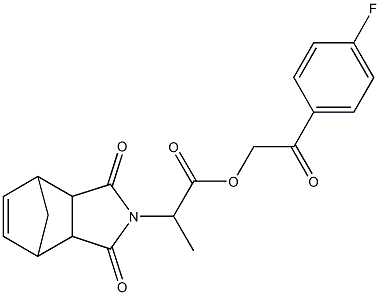 2-(4-fluorophenyl)-2-oxoethyl 2-(3,5-dioxo-4-azatricyclo[5.2.1.0~2,6~]dec-8-en-4-yl)propanoate 구조식 이미지