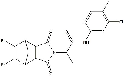 N-(3-chloro-4-methylphenyl)-2-(8,9-dibromo-3,5-dioxo-4-azatricyclo[5.2.1.0~2,6~]dec-4-yl)propanamide 구조식 이미지