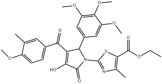 ethyl 2-[3-hydroxy-4-(4-methoxy-3-methylbenzoyl)-2-oxo-5-(3,4,5-trimethoxyphenyl)-2,5-dihydro-1H-pyrrol-1-yl]-4-methyl-1,3-thiazole-5-carboxylate 구조식 이미지