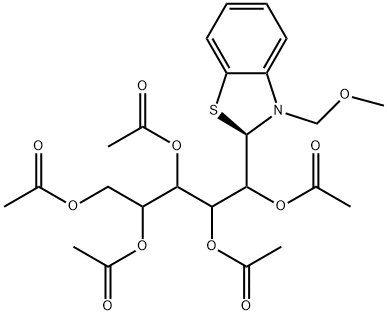 1,2,3,4,5-penta-O-acetyl-1-C-[3-(methoxymethyl)-2,3-dihydro-1,3-benzothiazol-2-yl]pentitol 구조식 이미지