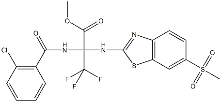 methyl 2-[(2-chlorobenzoyl)amino]-3,3,3-trifluoro-2-{[6-(methylsulfonyl)-1,3-benzothiazol-2-yl]amino}propanoate 구조식 이미지