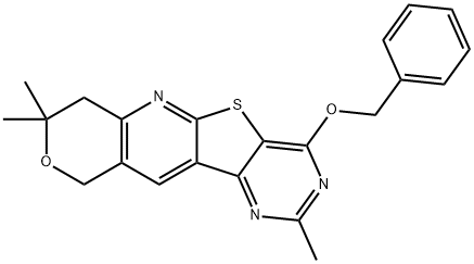 benzyl 2,8,8-trimethyl-7,10-dihydro-8H-pyrano[3'',4'':5',6']pyrido[3',2':4,5]thieno[3,2-d]pyrimidin-4-yl ether 구조식 이미지