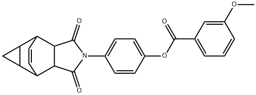 4-(3,5-dioxo-4-azatetracyclo[5.3.2.0~2,6~.0~8,10~]dodec-11-en-4-yl)phenyl 3-methoxybenzoate 구조식 이미지