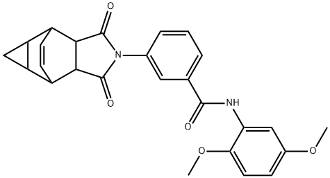 N-(2,5-dimethoxyphenyl)-3-(3,5-dioxo-4-azatetracyclo[5.3.2.0~2,6~.0~8,10~]dodec-11-en-4-yl)benzamide 구조식 이미지