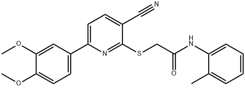 2-{[3-cyano-6-(3,4-dimethoxyphenyl)pyridin-2-yl]sulfanyl}-N-(2-methylphenyl)acetamide Structure