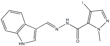 N'-(1H-indol-3-ylmethylene)-4-iodo-1-methyl-1H-pyrazole-5-carbohydrazide 구조식 이미지