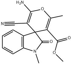 methyl 6'-amino-5'-cyano-1,2'-dimethyl-1,3-dihydro-2-oxospiro[2H-indole-3,4'-4'H-pyran]-3'-carboxylate Structure
