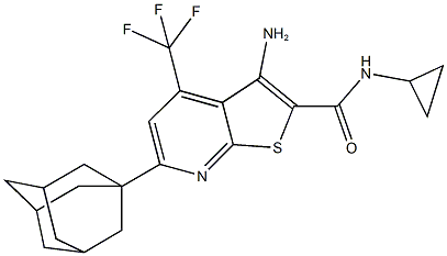 6-(1-adamantyl)-3-amino-N-cyclopropyl-4-(trifluoromethyl)thieno[2,3-b]pyridine-2-carboxamide 구조식 이미지