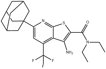 6-(1-adamantyl)-3-amino-N,N-diethyl-4-(trifluoromethyl)thieno[2,3-b]pyridine-2-carboxamide 구조식 이미지