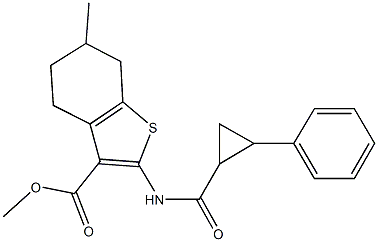 methyl 6-methyl-2-{[(2-phenylcyclopropyl)carbonyl]amino}-4,5,6,7-tetrahydro-1-benzothiophene-3-carboxylate 구조식 이미지