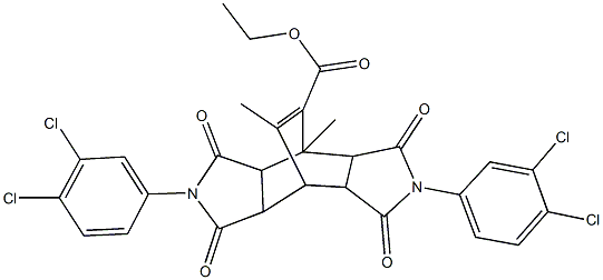 ethyl 4,10-bis(3,4-dichlorophenyl)-1,14-dimethyl-3,5,9,11-tetraoxo-4,10-diazatetracyclo[5.5.2.0~2,6~.0~8,12~]tetradec-13-ene-13-carboxylate 구조식 이미지