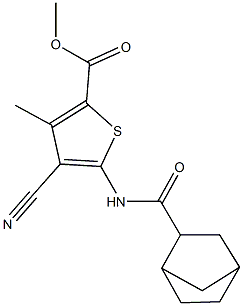 methyl 5-[(bicyclo[2.2.1]hept-2-ylcarbonyl)amino]-4-cyano-3-methyl-2-thiophenecarboxylate Structure