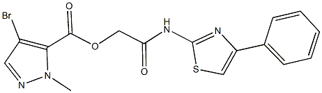 2-oxo-2-[(4-phenyl-1,3-thiazol-2-yl)amino]ethyl 4-bromo-1-methyl-1H-pyrazole-5-carboxylate Structure