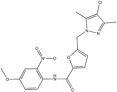 5-[(4-chloro-3,5-dimethyl-1H-pyrazol-1-yl)methyl]-N-{2-nitro-4-methoxyphenyl}-2-furamide Structure