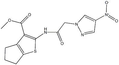 methyl 2-[({4-nitro-1H-pyrazol-1-yl}acetyl)amino]-5,6-dihydro-4H-cyclopenta[b]thiophene-3-carboxylate Structure