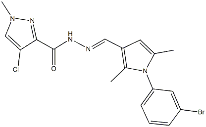 N'-{[1-(3-bromophenyl)-2,5-dimethyl-1H-pyrrol-3-yl]methylene}-4-chloro-1-methyl-1H-pyrazole-3-carbohydrazide 구조식 이미지