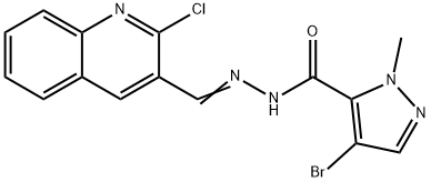4-bromo-N'-[(2-chloro-3-quinolinyl)methylene]-1-methyl-1H-pyrazole-5-carbohydrazide 구조식 이미지