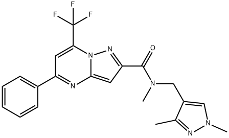 N-[(1,3-dimethyl-1H-pyrazol-4-yl)methyl]-N-methyl-5-phenyl-7-(trifluoromethyl)pyrazolo[1,5-a]pyrimidine-2-carboxamide 구조식 이미지