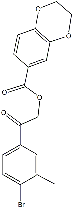 2-(4-bromo-3-methylphenyl)-2-oxoethyl 2,3-dihydro-1,4-benzodioxine-6-carboxylate Structure