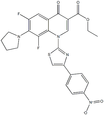 ethyl 6,8-difluoro-1-(4-{4-nitrophenyl}-1,3-thiazol-2-yl)-4-oxo-7-(1-pyrrolidinyl)-1,4-dihydro-3-quinolinecarboxylate 구조식 이미지