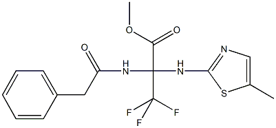methyl 3,3,3-trifluoro-2-[(5-methyl-1,3-thiazol-2-yl)amino]-2-[(phenylacetyl)amino]propanoate 구조식 이미지