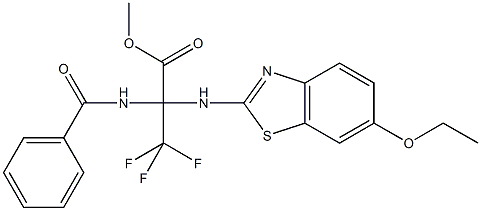 methyl 2-(benzoylamino)-2-[(6-ethoxy-1,3-benzothiazol-2-yl)amino]-3,3,3-trifluoropropanoate 구조식 이미지