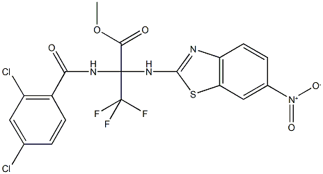 methyl 2-[(2,4-dichlorobenzoyl)amino]-3,3,3-trifluoro-2-({6-nitro-1,3-benzothiazol-2-yl}amino)propanoate Structure