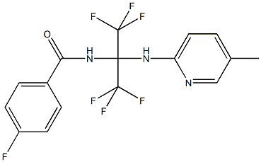 4-fluoro-N-[2,2,2-trifluoro-1-[(5-methyl-2-pyridinyl)amino]-1-(trifluoromethyl)ethyl]benzamide 구조식 이미지