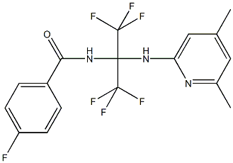 N-[1-[(4,6-dimethyl-2-pyridinyl)amino]-2,2,2-trifluoro-1-(trifluoromethyl)ethyl]-4-fluorobenzamide 구조식 이미지