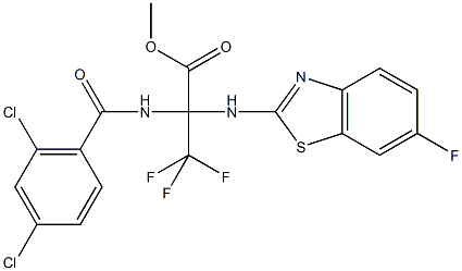 methyl 2-[(2,4-dichlorobenzoyl)amino]-3,3,3-trifluoro-2-[(6-fluoro-1,3-benzothiazol-2-yl)amino]propanoate Structure