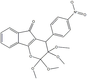 4-{4-nitrophenyl}-2,2,3,3-tetramethoxy-3,4-dihydroindeno[1,2-b]pyran-5(2H)-one Structure