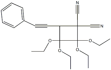 2,2,3,3-tetraethoxy-4-(phenylethynyl)-1,1-cyclobutanedicarbonitrile 구조식 이미지