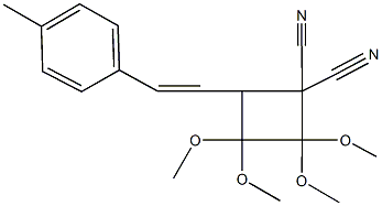 2,2,3,3-tetramethoxy-4-[2-(4-methylphenyl)vinyl]-1,1-cyclobutanedicarbonitrile 구조식 이미지