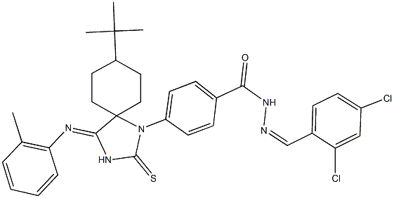 4-{8-tert-butyl-4-[(2-methylphenyl)imino]-2-thioxo-1,3-diazaspiro[4.5]dec-1-yl}-N'-(2,4-dichlorobenzylidene)benzohydrazide Structure