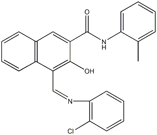 4-{[(2-chlorophenyl)imino]methyl}-3-hydroxy-N-(2-methylphenyl)-2-naphthamide Structure