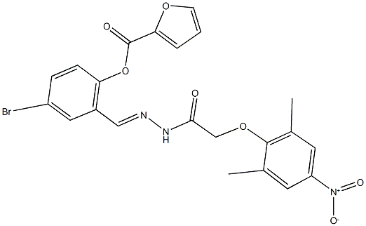 4-bromo-2-[2-({4-nitro-2,6-dimethylphenoxy}acetyl)carbohydrazonoyl]phenyl 2-furoate 구조식 이미지