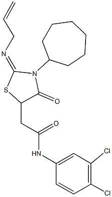 2-[2-(allylimino)-3-cycloheptyl-4-oxo-1,3-thiazolidin-5-yl]-N-(3,4-dichlorophenyl)acetamide 구조식 이미지