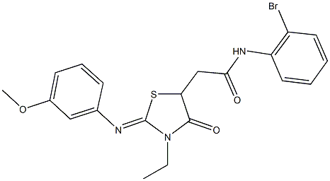 N-(2-bromophenyl)-2-{3-ethyl-2-[(3-methoxyphenyl)imino]-4-oxo-1,3-thiazolidin-5-yl}acetamide Structure