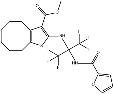 methyl 2-{[2,2,2-trifluoro-1-(2-furoylamino)-1-(trifluoromethyl)ethyl]amino}-4,5,6,7,8,9-hexahydrocycloocta[b]thiophene-3-carboxylate Structure