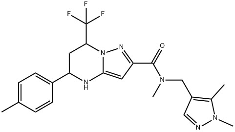 N-[(1,5-dimethyl-1H-pyrazol-4-yl)methyl]-N-methyl-5-(4-methylphenyl)-7-(trifluoromethyl)-4,5,6,7-tetrahydropyrazolo[1,5-a]pyrimidine-2-carboxamide 구조식 이미지