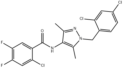2-chloro-N-[1-(2,4-dichlorobenzyl)-3,5-dimethyl-1H-pyrazol-4-yl]-4,5-difluorobenzamide 구조식 이미지