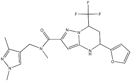 N-[(1,3-dimethyl-1H-pyrazol-4-yl)methyl]-5-(2-furyl)-N-methyl-7-(trifluoromethyl)-4,5,6,7-tetrahydropyrazolo[1,5-a]pyrimidine-2-carboxamide 구조식 이미지