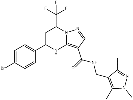 5-(4-bromophenyl)-7-(trifluoromethyl)-N-[(1,3,5-trimethyl-1H-pyrazol-4-yl)methyl]-4,5,6,7-tetrahydropyrazolo[1,5-a]pyrimidine-3-carboxamide 구조식 이미지