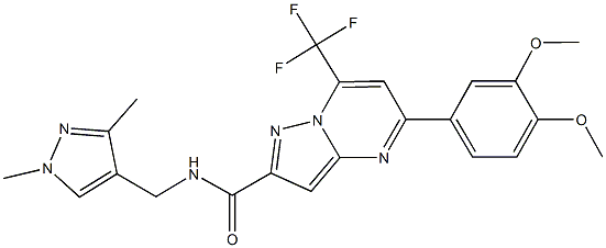 5-(3,4-dimethoxyphenyl)-N-[(1,3-dimethyl-1H-pyrazol-4-yl)methyl]-7-(trifluoromethyl)pyrazolo[1,5-a]pyrimidine-2-carboxamide 구조식 이미지