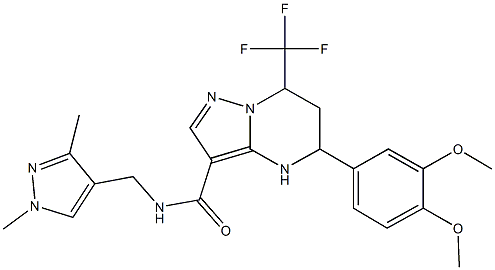 5-(3,4-dimethoxyphenyl)-N-[(1,3-dimethyl-1H-pyrazol-4-yl)methyl]-7-(trifluoromethyl)-4,5,6,7-tetrahydropyrazolo[1,5-a]pyrimidine-3-carboxamide 구조식 이미지